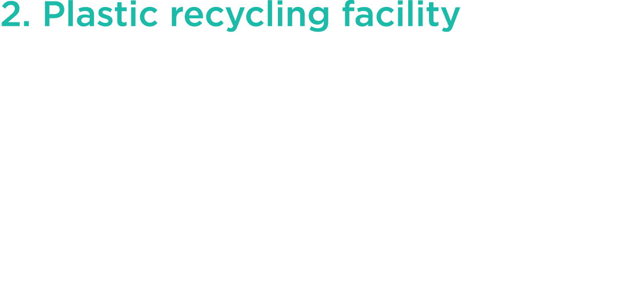 2  Plastic recycling facility The polymers in plastics are broken down and reformed  into plastics that can be used a   