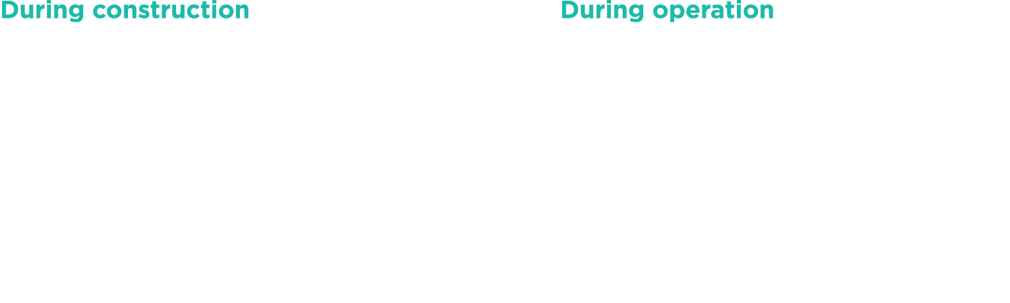 During construction   Employ considerate contractors   Keep local people updated and provide clear channels for peopl   